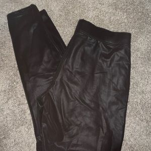 HUE Brown Pleather Pants size L